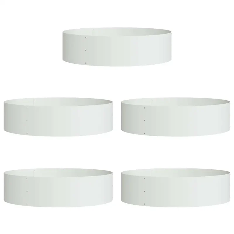 Lot de 5 anneaux de jardinière 80 x 80 x 20 cm en acier blanc moderne extérieur durable 02_0052258