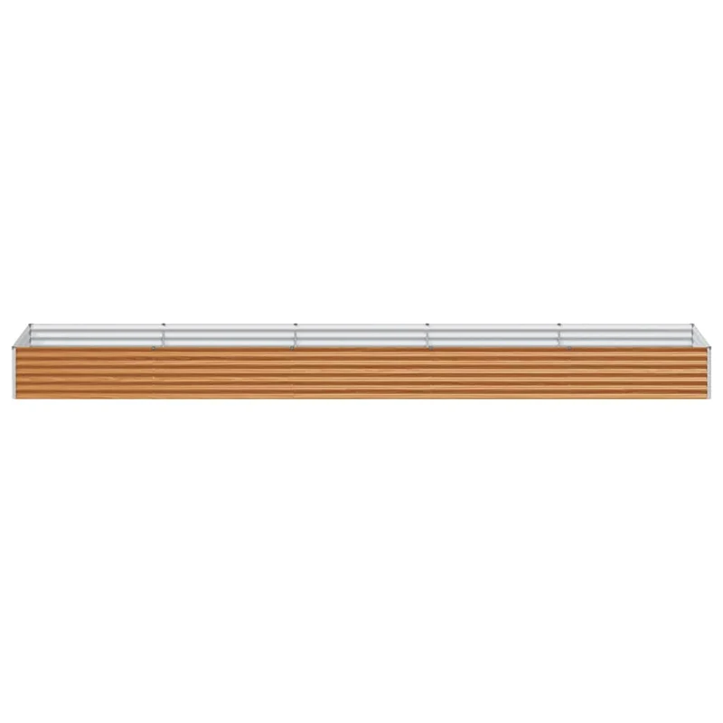 Jardinière surélevée 485 x 100 x 36 cm drainage optimal style industriel extérieur en acier galvanisé marron clair 02_0059049