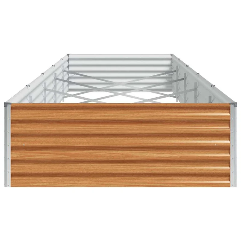 Jardinière surélevée 485 x 100 x 36 cm drainage optimal style industriel extérieur en acier galvanisé marron clair 02_0059049