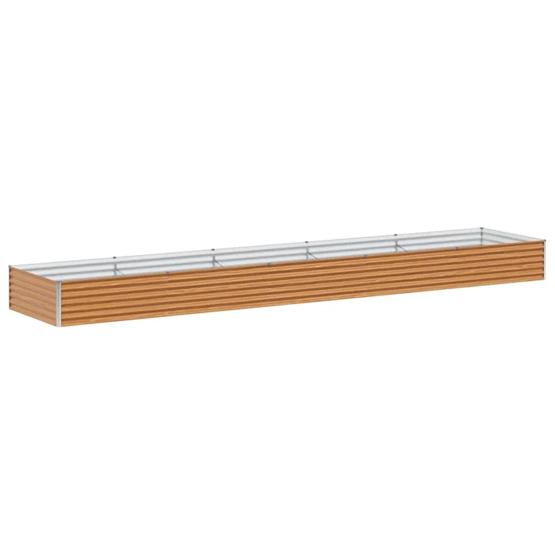 Jardinière surélevée 485 x 100 x 36 cm drainage optimal style industriel extérieur en acier galvanisé marron clair 02_0059049