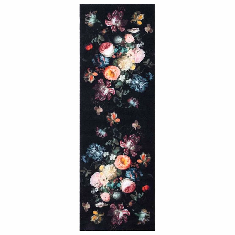 Tapis de cuisine rectangulaire antidérapant moderne 180 x 60 cm en velours noir 02_0058984