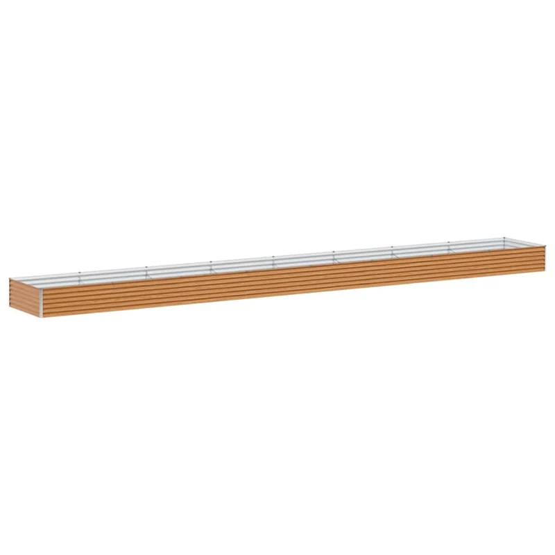 Jardinière surélevée design industriel extérieur 775 x 100 x 36 cm drainage optimal en acier galvanisé marron clair 02_0059051