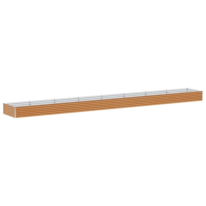 Jardinière surélevée design industriel extérieur 775 x 100 x 36 cm drainage optimal en acier galvanisé marron clair 02_0059051