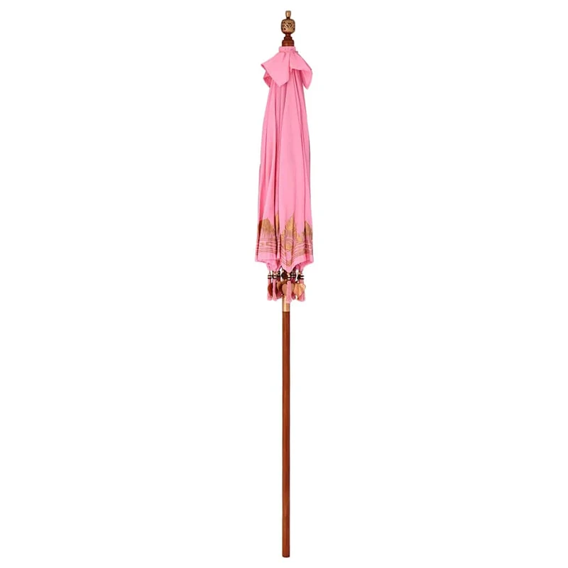 Parasol balinais rond 185 x 185 x 260 cm élégant charme naturel décoratif en coton rose 02_0058823