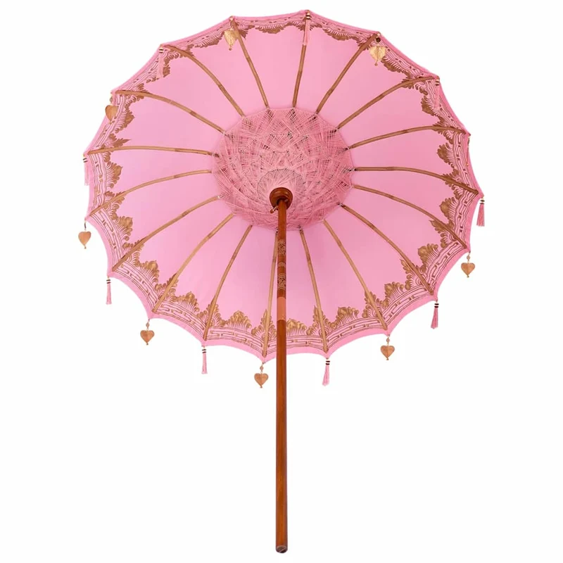 Parasol balinais rond 185 x 185 x 260 cm élégant charme naturel décoratif en coton rose 02_0058823