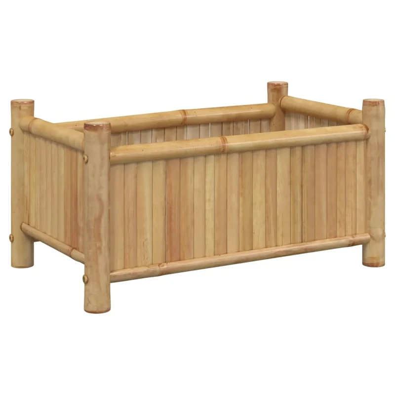 Jardinière bac lit surélevé plantes fleurs terrasse jardin 50 x 30 x 25 cm bambou marron 02_0037624