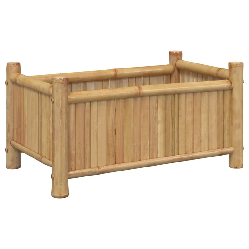 Jardinière bac lit surélevé plantes fleurs terrasse jardin 50 x 30 x 25 cm bambou marron 02_0037624