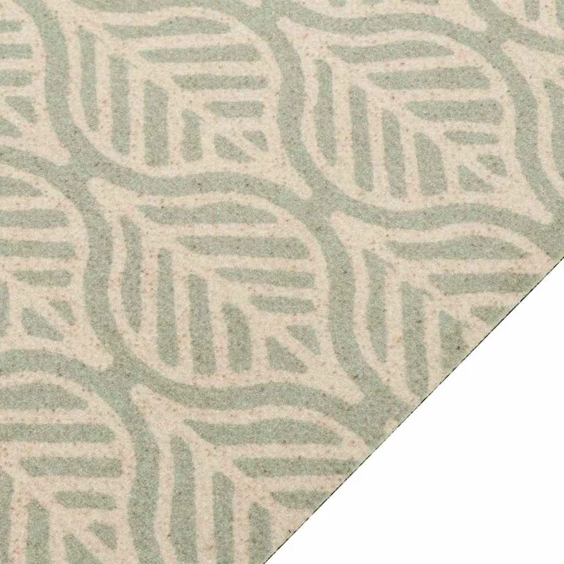 Tapis de cuisine lavable impression feuilles 180 x 60 cm antidérapant confortable design moderne en velours vert 02_0056472