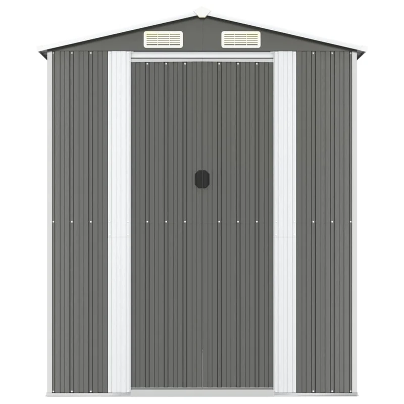 Abri de jardin cabane cabanon maison de stockage remise extérieur hangar outils robuste clair 192 x 357 x 223 cm acier galvanisé gris 02_0022257