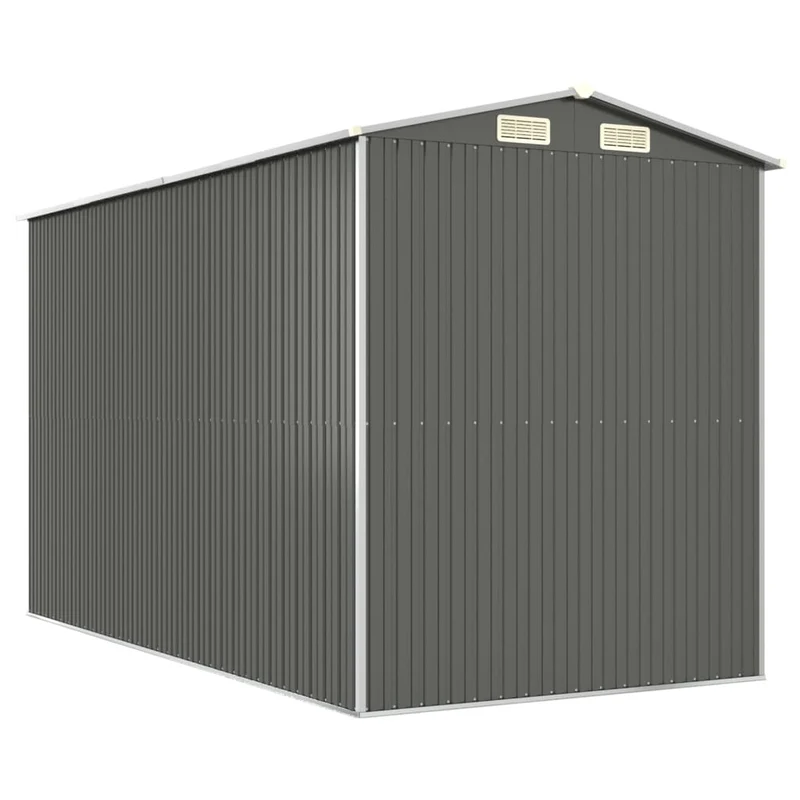 Abri de jardin cabane cabanon maison de stockage remise extérieur hangar outils robuste clair 192 x 357 x 223 cm acier galvanisé gris 02_0022257