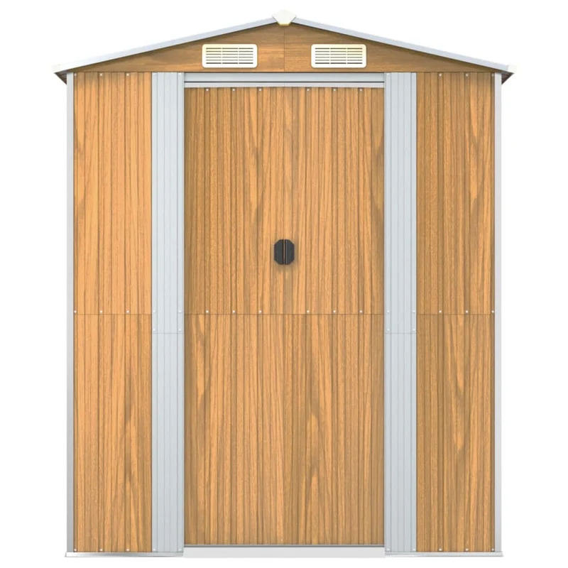 Abri de jardin cabane cabanon maison de stockage remise extérieur hangar outils robuste clair 192 x 523 x 223 cm acier galvanisé marron 02_0022306
