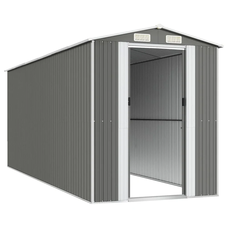 Abri de jardin cabane cabanon maison de stockage remise extérieur hangar outils robuste clair 192 x 523 x 223 cm acier galvanisé gris 02_0022259