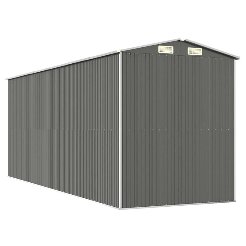 Abri de jardin cabane cabanon maison de stockage remise extérieur hangar outils robuste clair 192 x 523 x 223 cm acier galvanisé gris 02_0022259