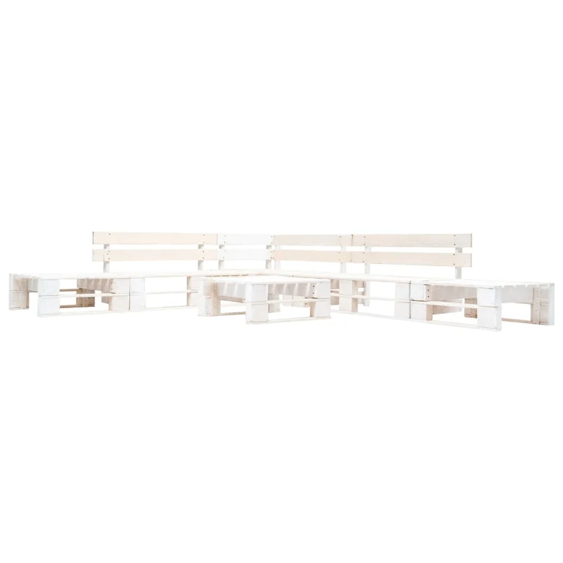 Salon de jardin meuble d'extérieur ensemble de mobilier palette 6 pièces bois blanc 02_0018455