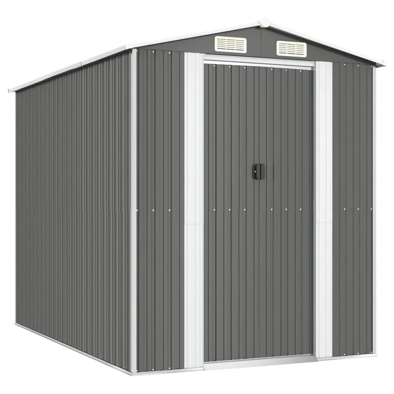 Abri de jardin cabane cabanon maison de stockage remise extérieur hangar outils robuste clair 192 x 274 x 223 cm acier galvanisé gris 02_0022256