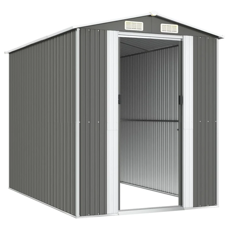 Abri de jardin cabane cabanon maison de stockage remise extérieur hangar outils robuste clair 192 x 274 x 223 cm acier galvanisé gris 02_0022256
