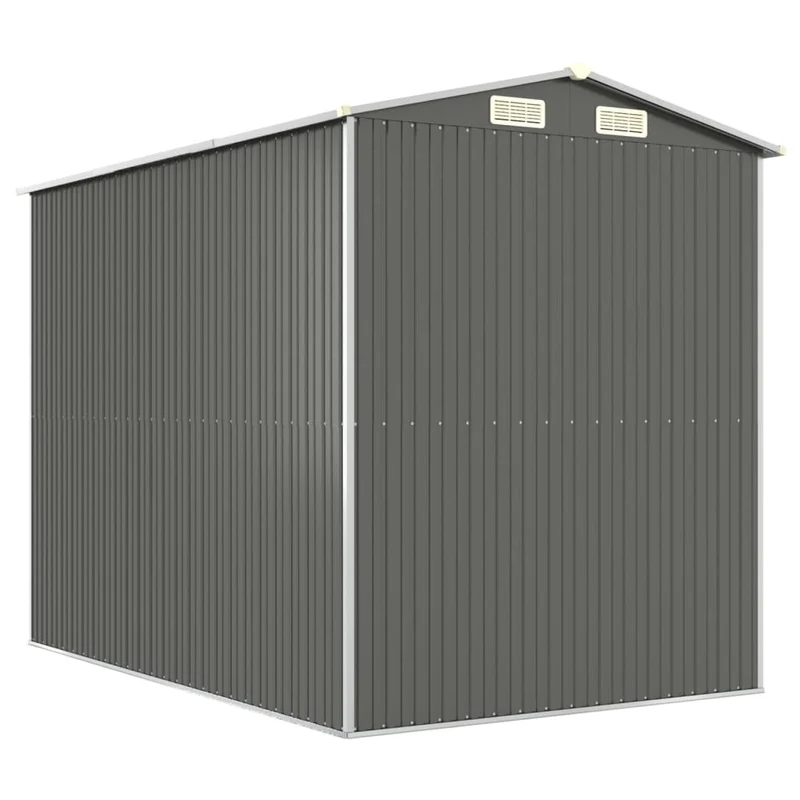 Abri de jardin cabane cabanon maison de stockage remise extérieur hangar outils robuste clair 192 x 274 x 223 cm acier galvanisé gris 02_0022256