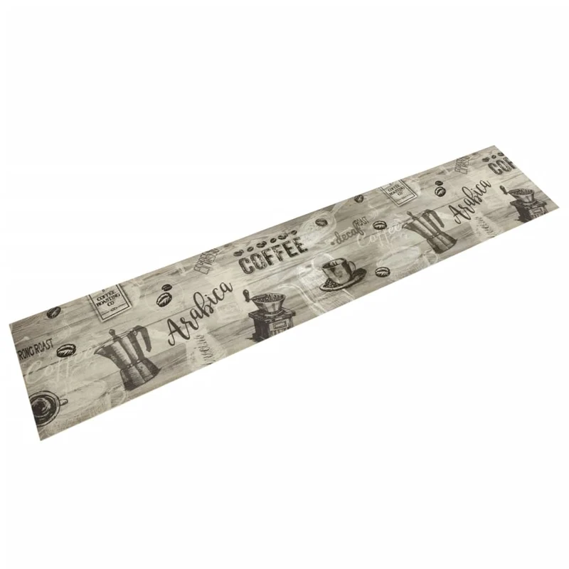 Tapis de cuisine lavable imprimé design élégant 300 x 60 cm antidérapant ambiance cosy en velours gris 02_0056422