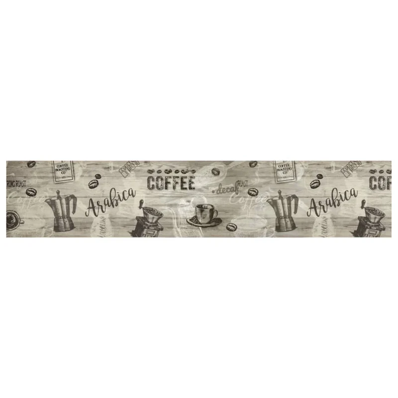 Tapis de cuisine lavable imprimé design élégant 300 x 60 cm antidérapant ambiance cosy en velours gris 02_0056422