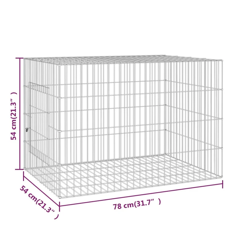 Cage à lapin 78 x 54 x 54 cm Fer galvanisé Argent 02_0041694