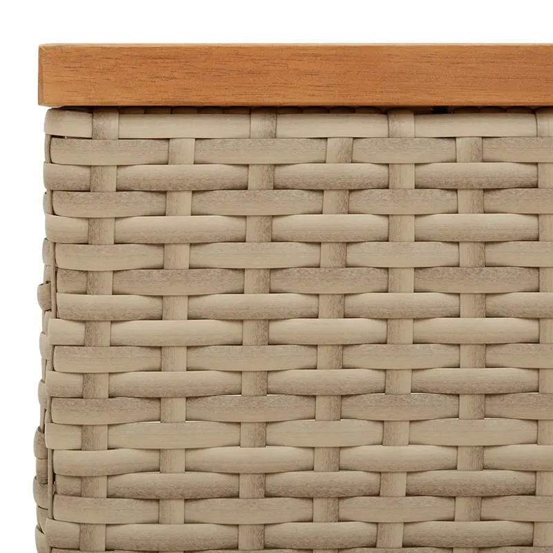 Couvercle de base de parasol polyvalent table basse jardin 70 x 70 x 25 cm en résine tressée beige 02_0047446