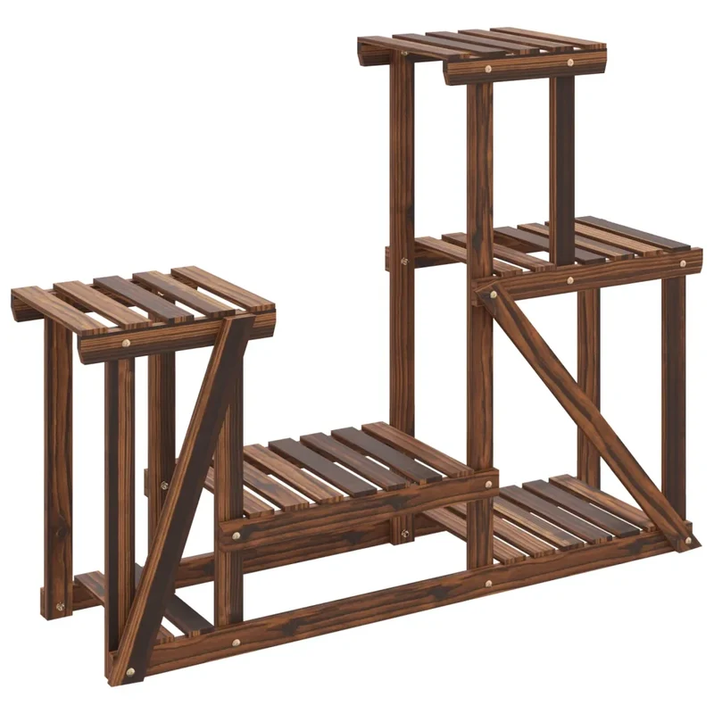Support à fleurs vintage élégant sur balcon salon 90 x 25 x 73 cm en bois de sapin marron 02_0047375