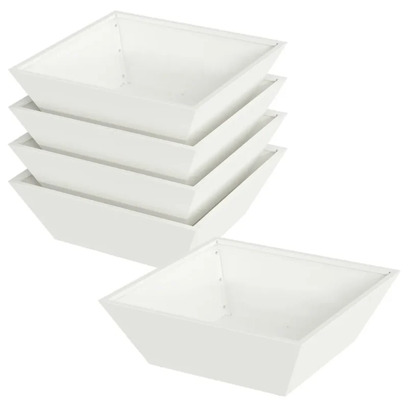 Lot de 5 cache-pots de jardin trapézoïdaux modernes 50 x 50 x 15 cm en métal blanc 02_0052385