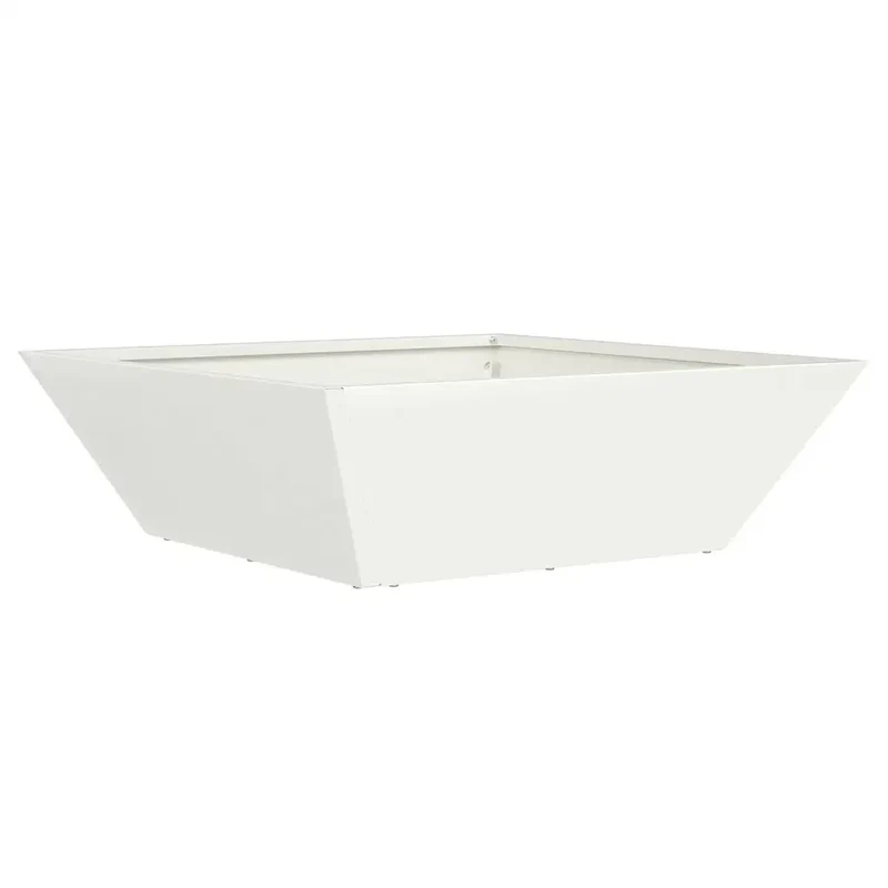 Lot de 5 cache-pots de jardin trapézoïdaux modernes 50 x 50 x 15 cm en métal blanc 02_0052385