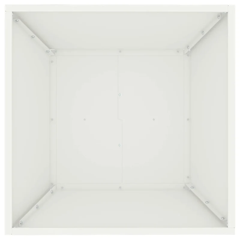 Lot de 5 cache-pots de jardin trapézoïdaux modernes 50 x 50 x 15 cm en métal blanc 02_0052385