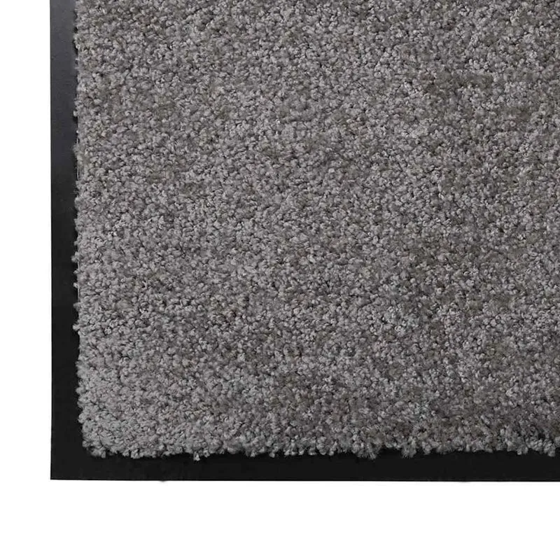 Tapis de porte rectangulaire moderne antidérapant 60 x 40 x 1.2 cm en tissu teddy gris clair 02_0059004