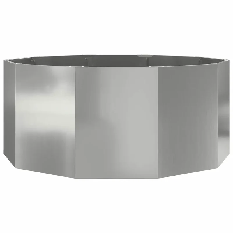 Jardinière ronde pratique extérieur 120 x 120 x 50 cm ambiance moderne en acier galvanisé argent 02_0052990
