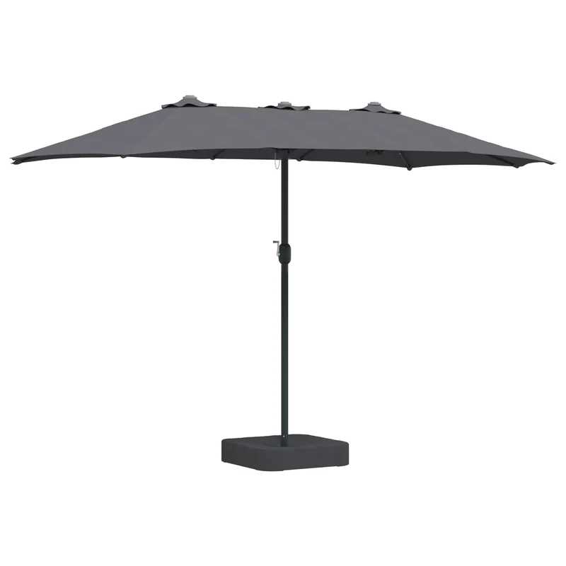 Parasol de jardin pliable moderne extérieur 385 x 209 x 244 cm avec éclairage LED ambiance cosy en polyester anthracite 02_0058684