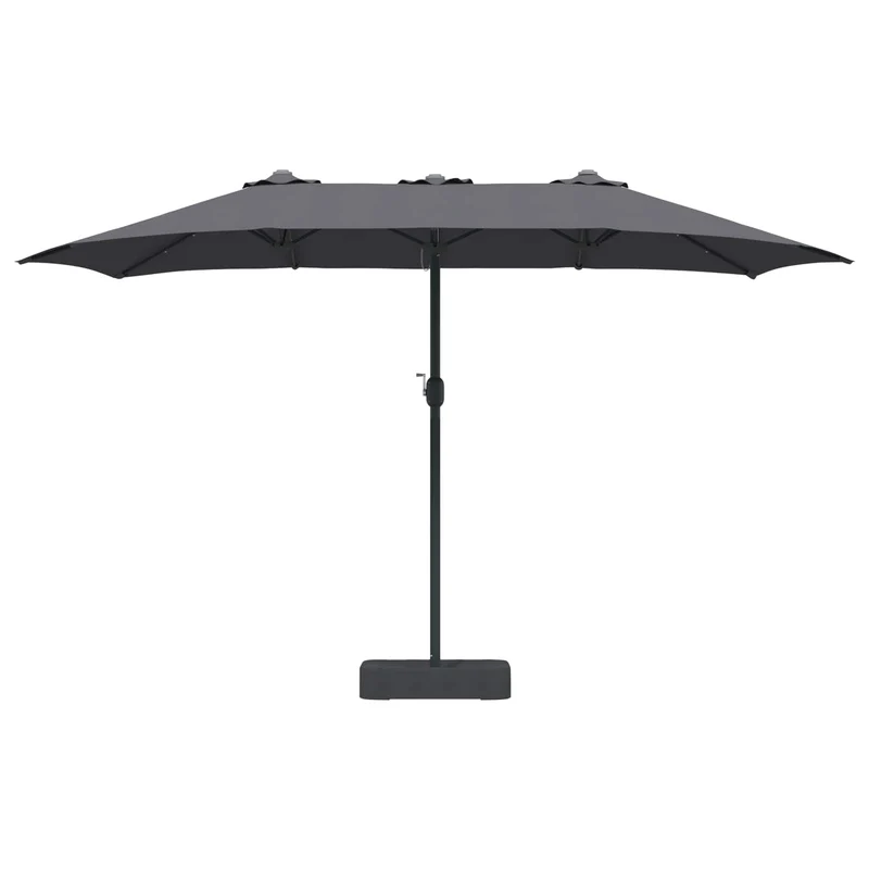 Parasol de jardin pliable moderne extérieur 385 x 209 x 244 cm avec éclairage LED ambiance cosy en polyester anthracite 02_0058684