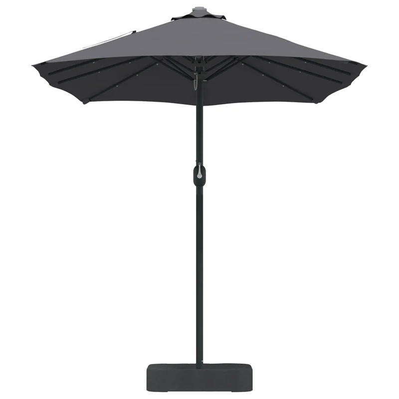 Parasol de jardin pliable moderne extérieur 385 x 209 x 244 cm avec éclairage LED ambiance cosy en polyester anthracite 02_0058684
