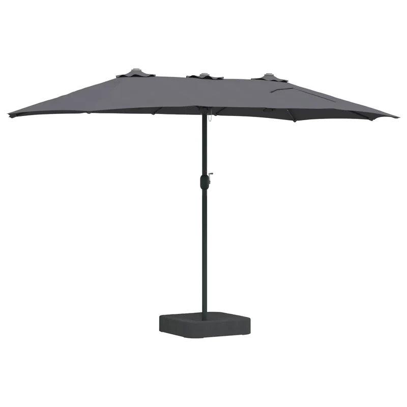 Parasol de jardin pliable moderne extérieur 385 x 209 x 244 cm avec éclairage LED ambiance cosy en polyester anthracite 02_0058684