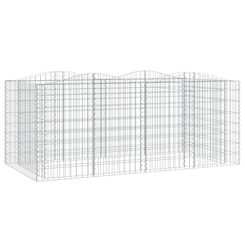 Lit surélevé à gabions arqué 200 x 100 x 100 cm fer galvanisé Argent 02_0039930