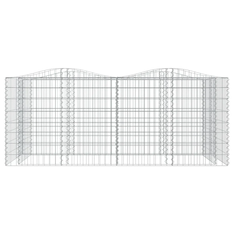 Lit surélevé à gabions arqué 200 x 100 x 100 cm fer galvanisé Argent 02_0039930