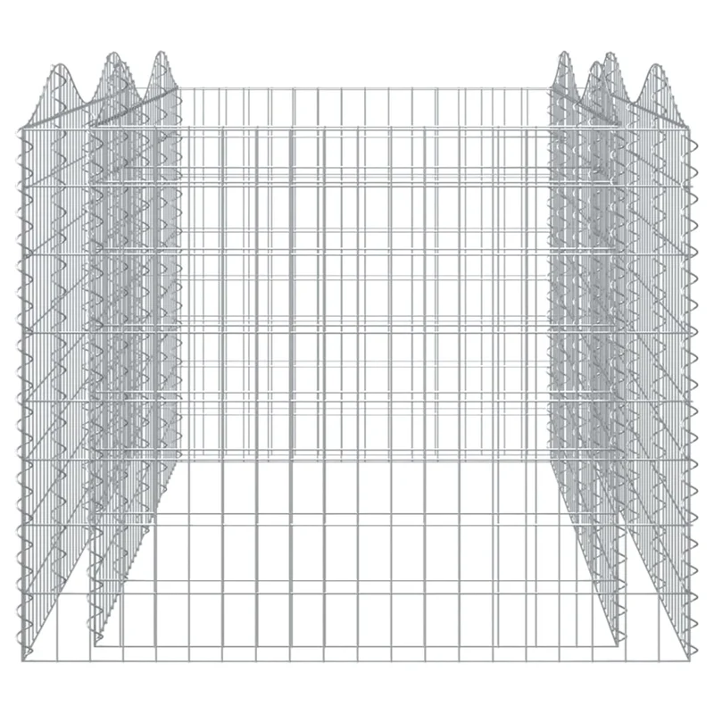 Lit surélevé à gabions arqué 200 x 100 x 100 cm fer galvanisé Argent 02_0039930
