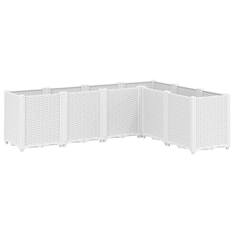 Jardinière bac lit surélevé plantes fleurs terrasse jardin 160 x 120 x 53 cm polypropylène blanc 02_0037454