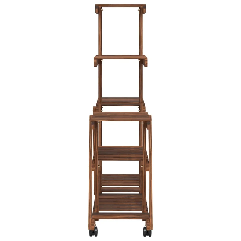 Support à fleurs meuble plante avec roues 95 x 25 x 101 cm bois massif de sapin marron 02_0045230