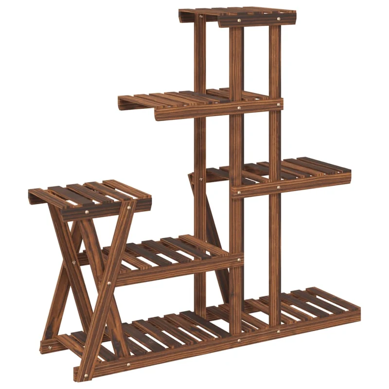 Support à fleurs meuble plante 95 x 25 x 96 cm bois massif de sapin marron 02_0045223