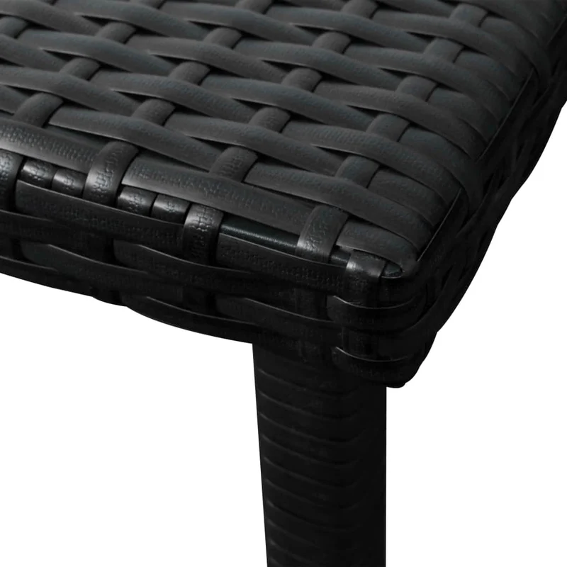 Transat chaise longue bain de soleil lit de jardin terrasse meuble d'extérieur avec coussin et table résine tressée noir 02_0012453