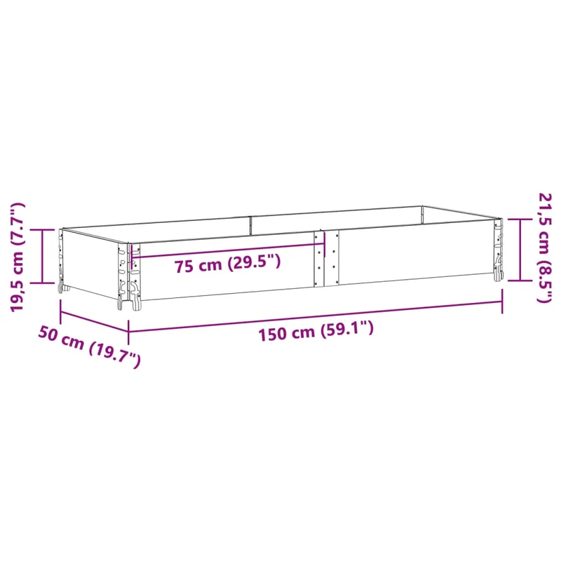 Jardinière bac lit surélevé plantes fleurs terrasse jardin 150 x 50 cm bois massif de pin noir 02_0037439