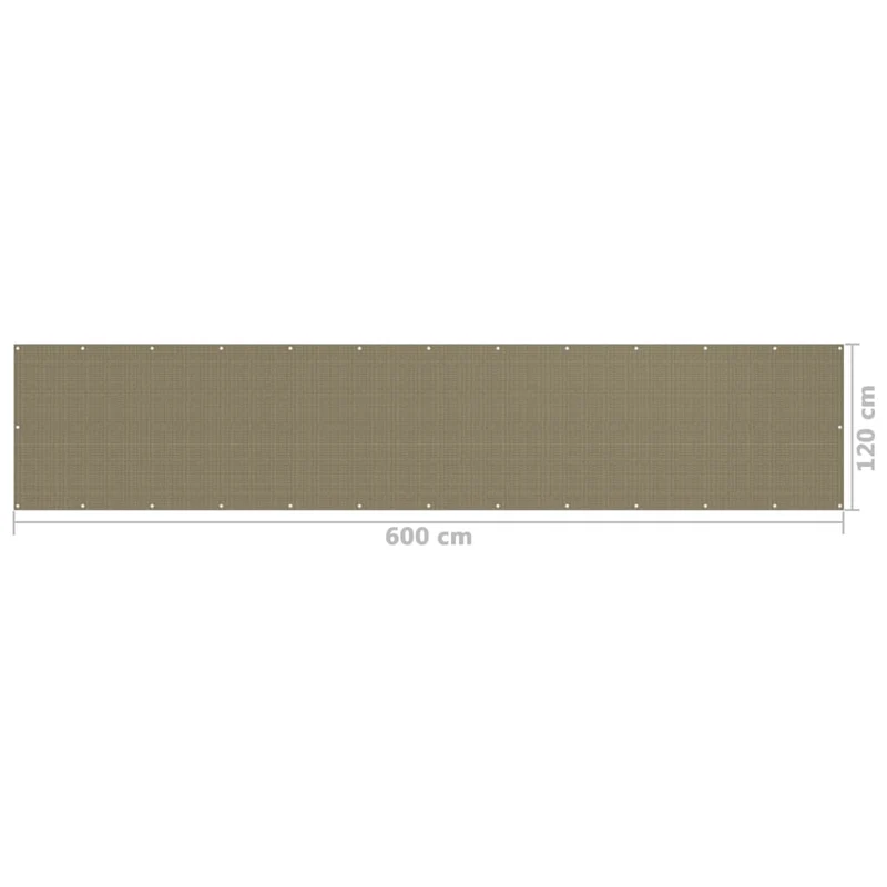 Écran de balcon brise pare vue protection confidentialité taupe 120 x 600 cm PEHD 02_0010377