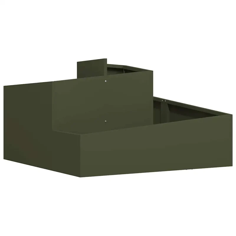 Cache-pot de jardin design moderne extérieur 80 x 80 x 50 cm en acier vert olive 02_0052221
