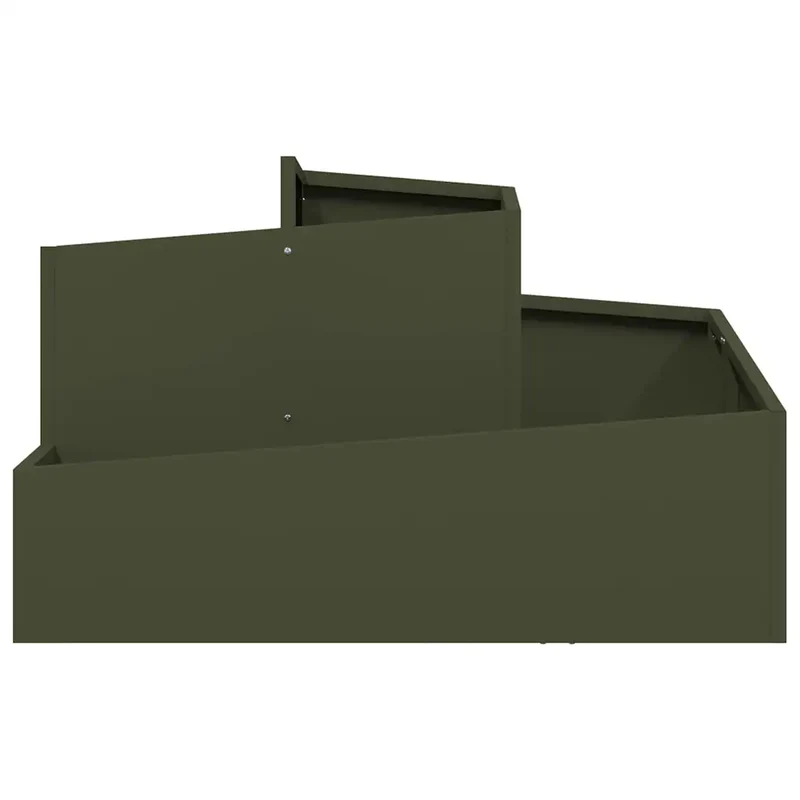 Cache-pot de jardin design moderne extérieur 80 x 80 x 50 cm en acier vert olive 02_0052221