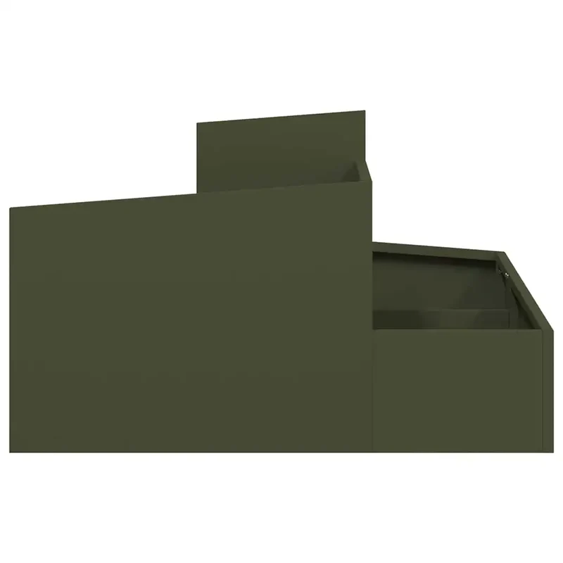 Cache-pot de jardin design moderne extérieur 80 x 80 x 50 cm en acier vert olive 02_0052221