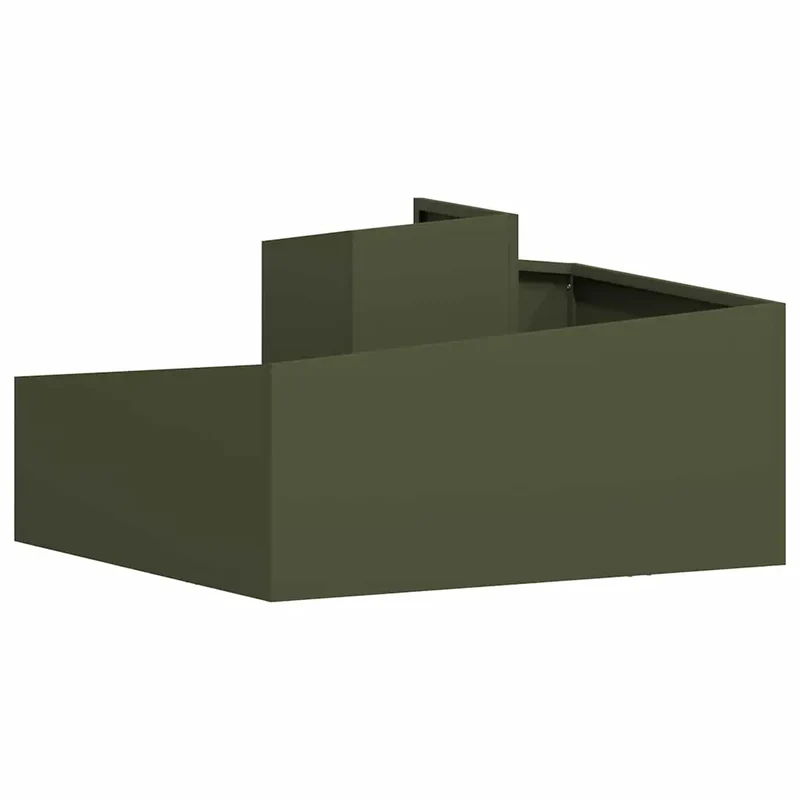 Cache-pot de jardin design moderne extérieur 80 x 80 x 50 cm en acier vert olive 02_0052221