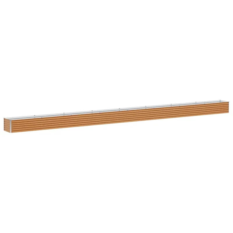 Jardinière surélevée jardin 775 x 50 x 36 cm drainage optimal style industriel en acier galvanisé marron clair 02_0059036