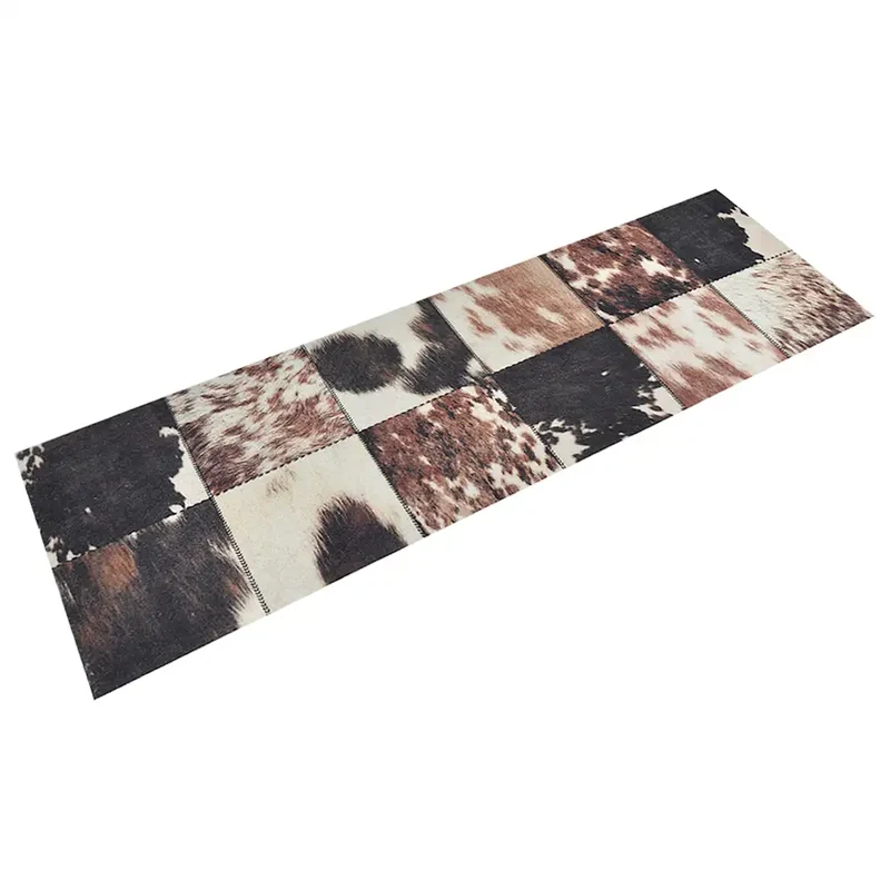 Tapis de cuisine lavable design élégant 60 x 180 cm antidérapant impression peau d'animal en velours beige 02_0046069